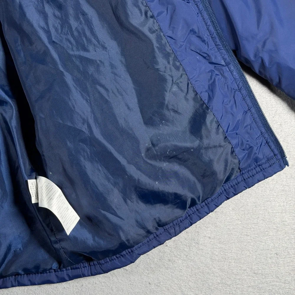 Asics Mens Blue Puffer Hooded Jacket Lightweight Full Zip‎ Athletic Sportswear